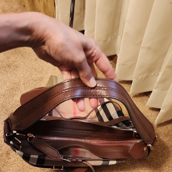 Burberry Bridle Dutton House Check Canvas and Leather Hobo - Picture 7 of 16